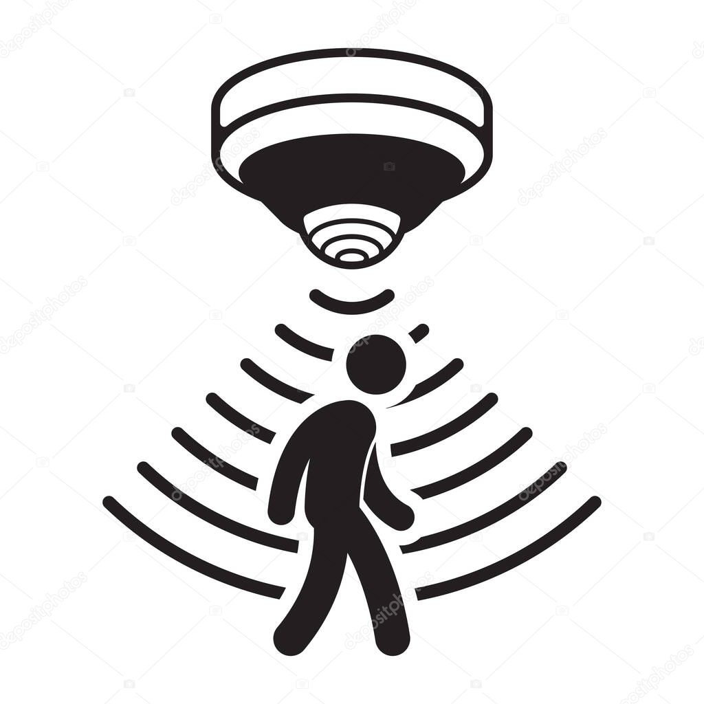 Motion detector icon isolated on white background vector illustration.