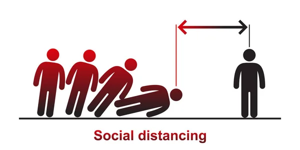 Social Distance Concept Safe Distance Stopping Domino Efft Vector Illustration - Stok Vektor