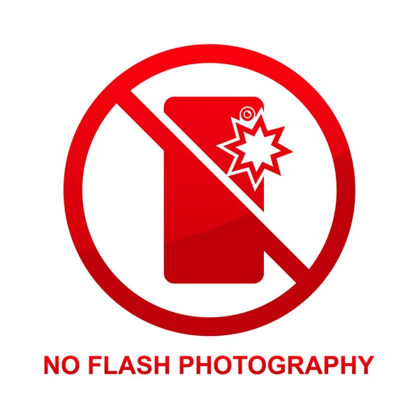 Geen Flash Fotografie Teken Geïsoleerd Witte Achtergrond Vector Illustratie — Stockvector