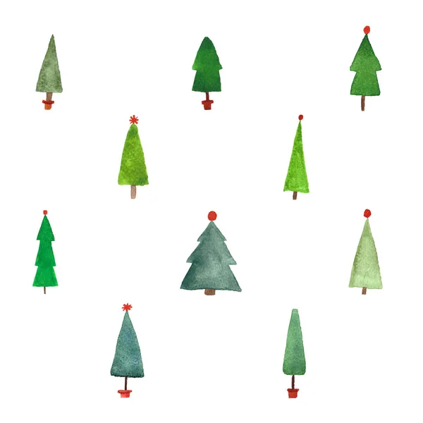 Watercolor Christmas Trees Set — Stock Photo, Image