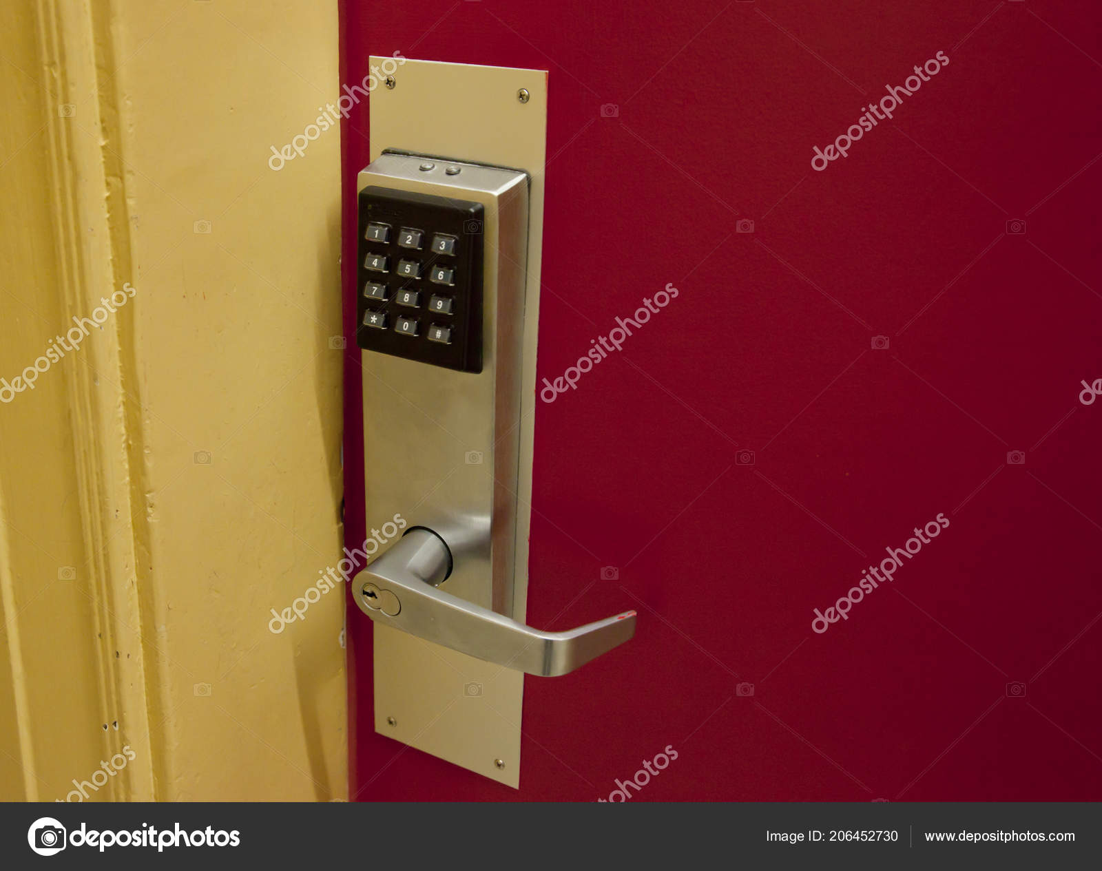 Keypad Door Batter Operated Punch Code Open Stock Photo