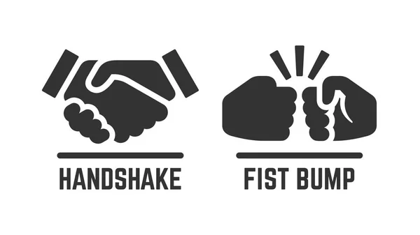 矢量握手和拳头凹凸图标 合作伙伴象形文字 — 图库矢量图片