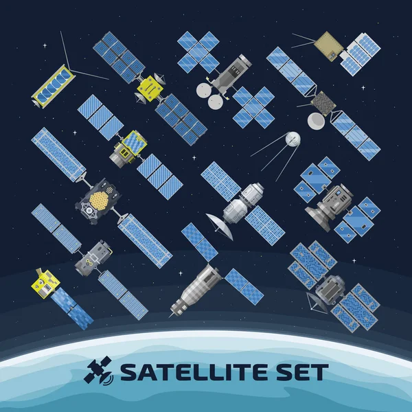 Ilustracja Wektorowa Płaskie Białym Tle Satelity Gps Stacja Radarowa Panel — Wektor stockowy