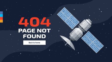 Vektör şablon / 404 hata sayfası ile izole uydu ve uzay arka plan bulunamadı.
