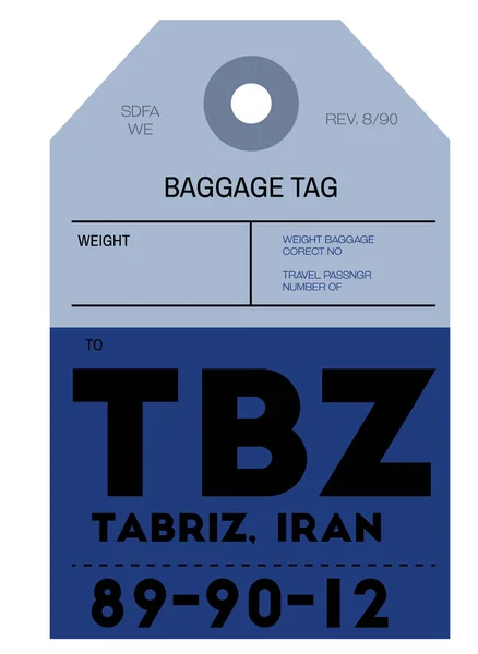 Étiquette bagage aéroport Tabriz — Image vectorielle