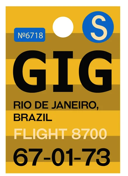 Rio de Janeiro airport luggage tag — Stock Vector