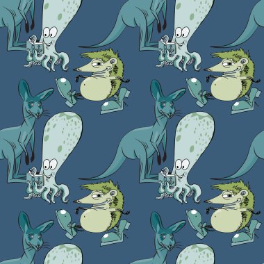 Ahtapot, Kanguru ve kirpi seamless modeli