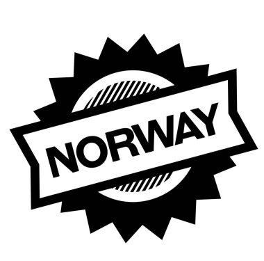 Beyaz arka planda siyah Norveç damgası. İşaret, etiket, etiket