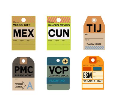 Meksika şehir cancun tijuana puerto montt campinas esmeraldas Bagaj etiketi