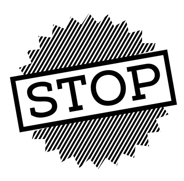 Stop Timbro Nero Sfondo Bianco — Vettoriale Stock