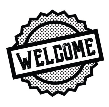 Damga beyaz arka plan üzerinde hoş geldiniz. İşaret, etiket etiket
