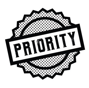 Beyaz arka plan üzerinde öncelik damgası. İşaret, etiket etiket