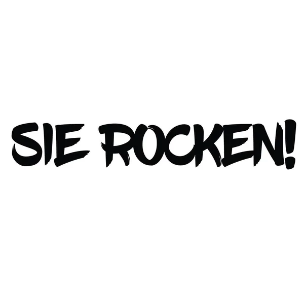 You Rock Black Stamp German Language Sign Label Sticker — Stock Vector