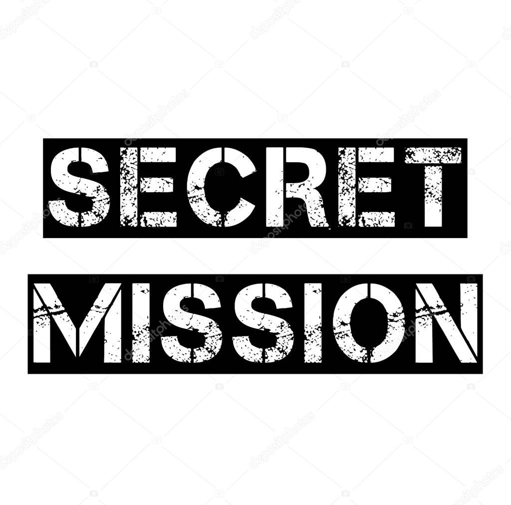 secret mission stamp on white