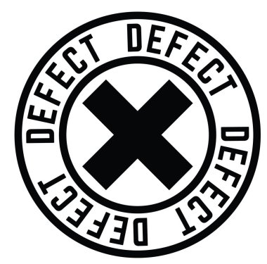 Beyaz arka planda siyah pul defekt. İşaret, etiket, etiket