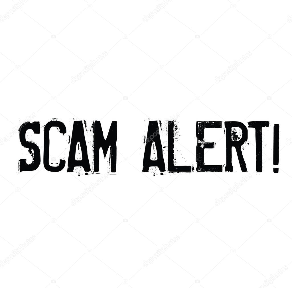 scam alert stamp on white