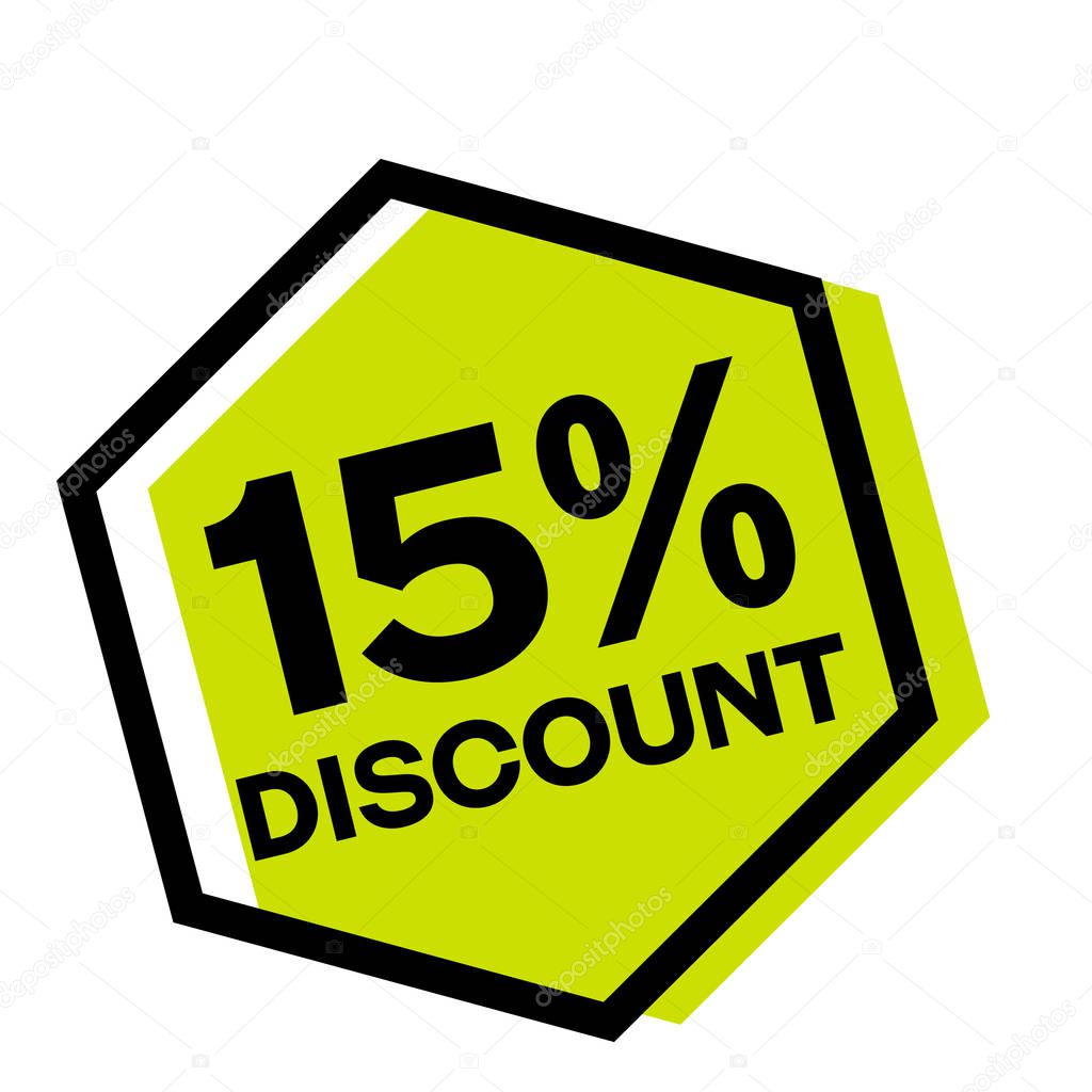 15 percent discount stamp on white