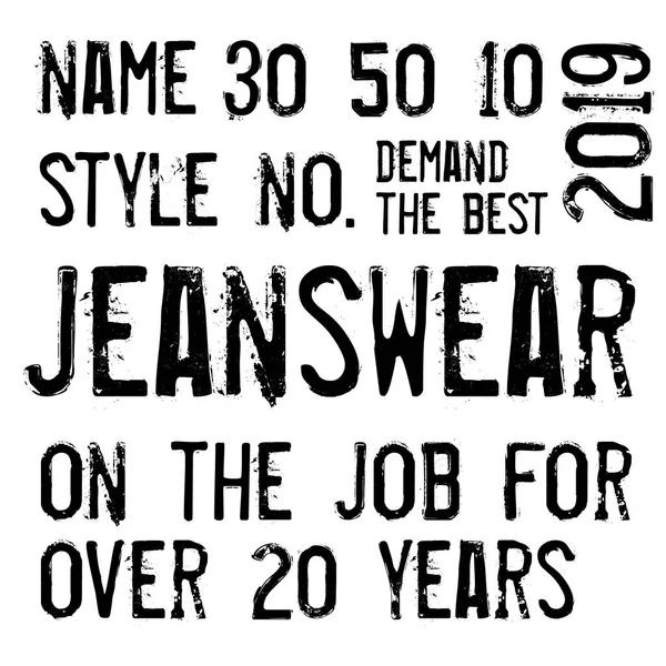 Jeans-Etikett typografische Elemente — Stockvektor