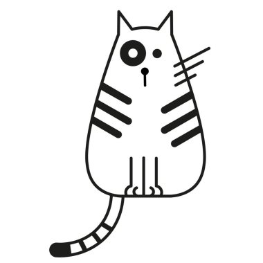 kedi siyah beyaz çizgi sanat illüstrasyon