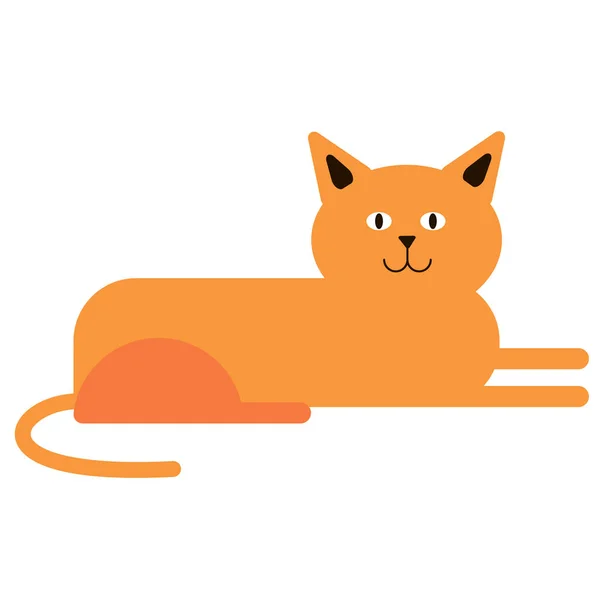 Красный кот плоский цвет иллюстрации — стоковый вектор