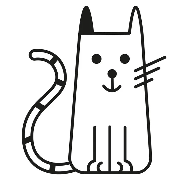 Кот черно-белая линия — стоковый вектор