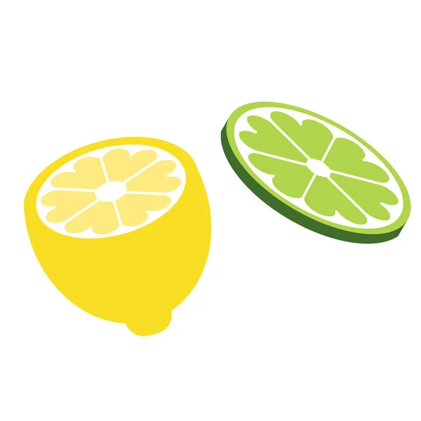 Limon düz renk sanat illüstrasyon — Stok Vektör