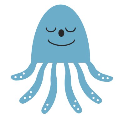 mutlu denizanası düz renk sanat illüstrasyon