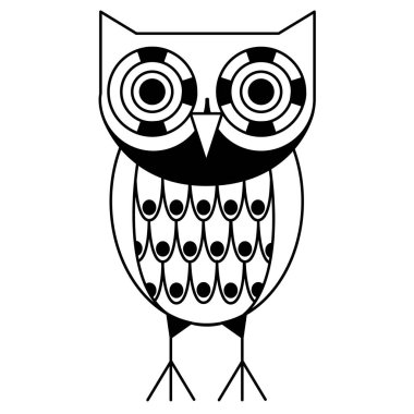 siyah baykuş geometrik siyah çizgi çizim