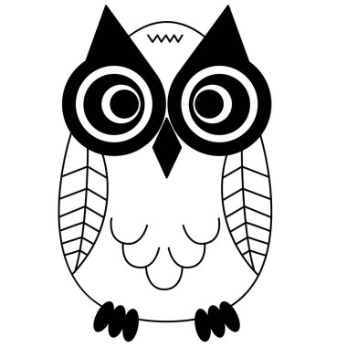 baykuş geometrik siyah çizgi çizim