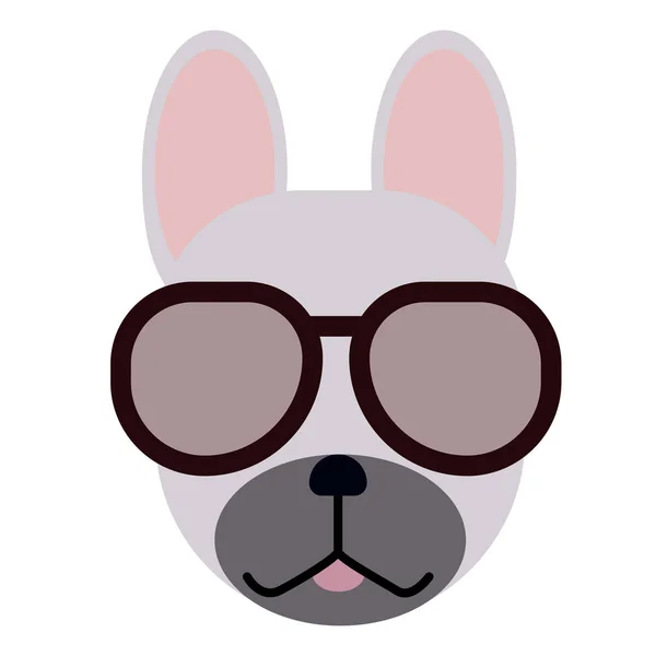 Cool fransk bulldog bär solglasögon enkel art geometriska illustration — Stock vektor