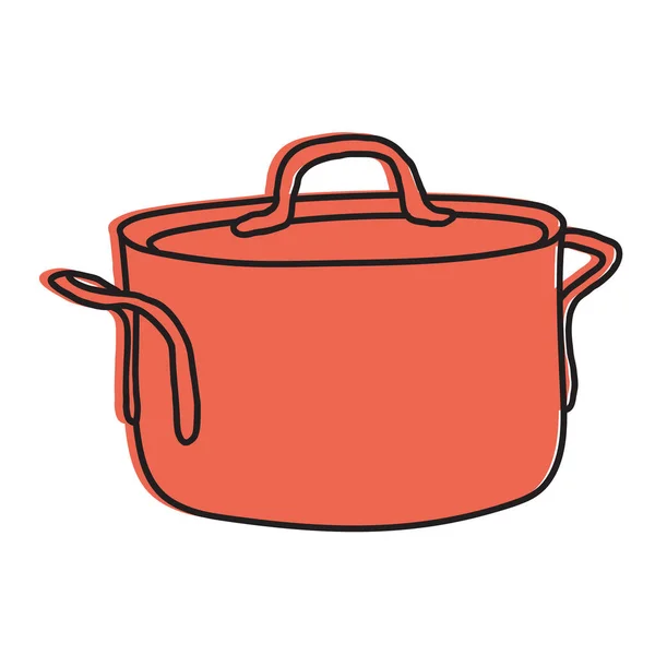 Cooking pot hand drawn illustration — Stock Vector