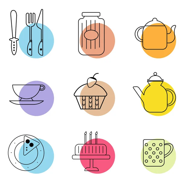 Cuisine quincaillerie ligne art géométrique illustration — Image vectorielle