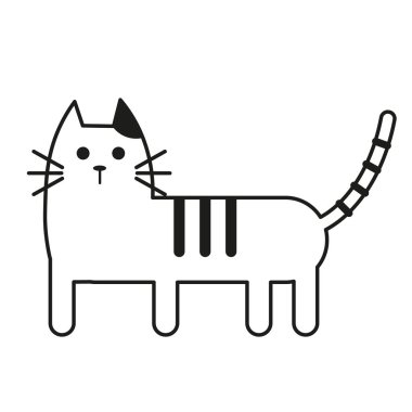 kedi siyah beyaz çizgi sanat illüstrasyon