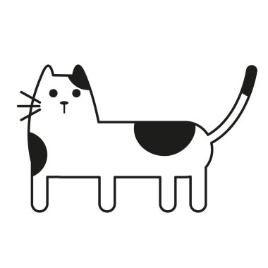kedi siyah beyaz çizgi sanat illüstrasyon