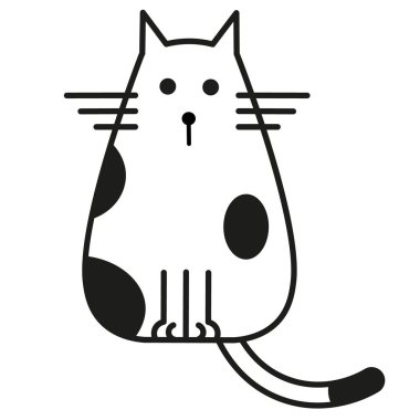 kedi siyah beyaz çizgi sanat illüstrasyon
