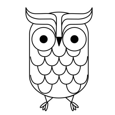 baykuş geometrik siyah çizgi çizim