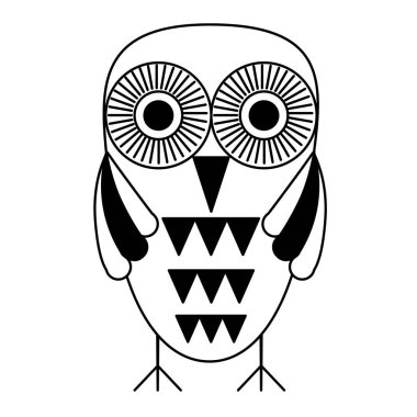 baykuş geometrik siyah çizgi çizim