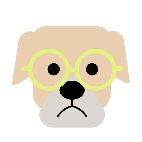 Bulldog usando óculos arte simples ilustração geométrica — Vetor de Stock