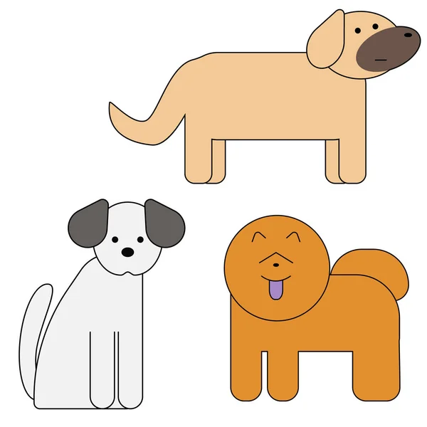 Cães arte simples ilustração geométrica —  Vetores de Stock