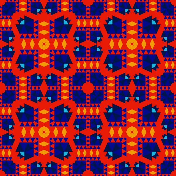 Geométrico colorido con aspecto tribal patrón sin costuras — Vector de stock
