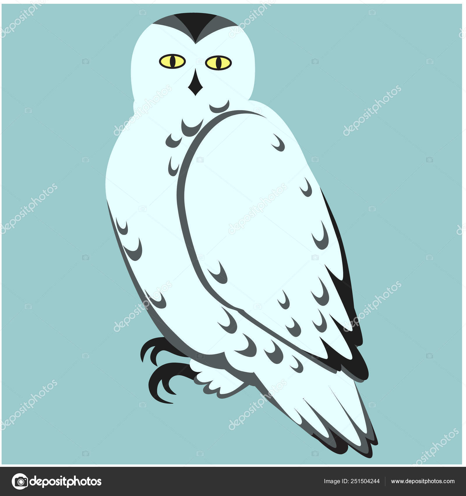 Snowy Owl Flat Illustration Stock Vector C Lkeskinen0 251504244