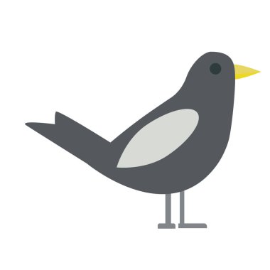 gri orman kuş düz illüstrasyon