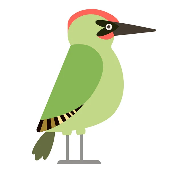 Pájaro carpintero verde ilustración plana — Vector de stock