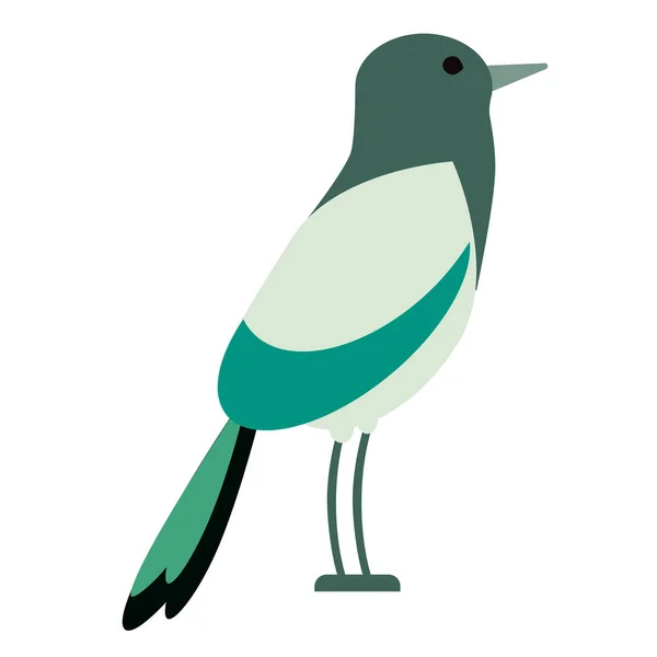 Zelený pták plochý obrázek — Stockový vektor
