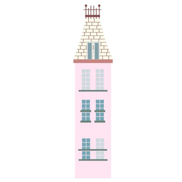 Pink house flat illustration — Stock Vector