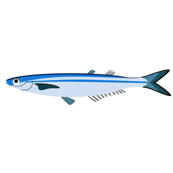 Blå fisk platt illustration — Stock vektor