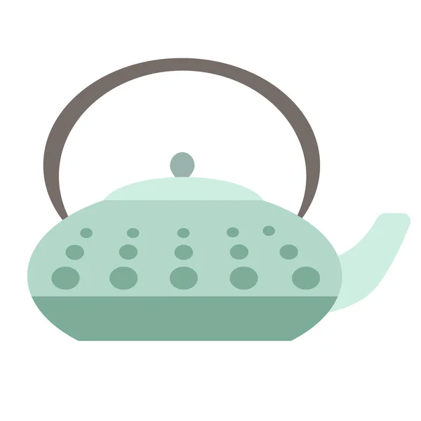 Olla de té asiático plana simple ilustración — Vector de stock