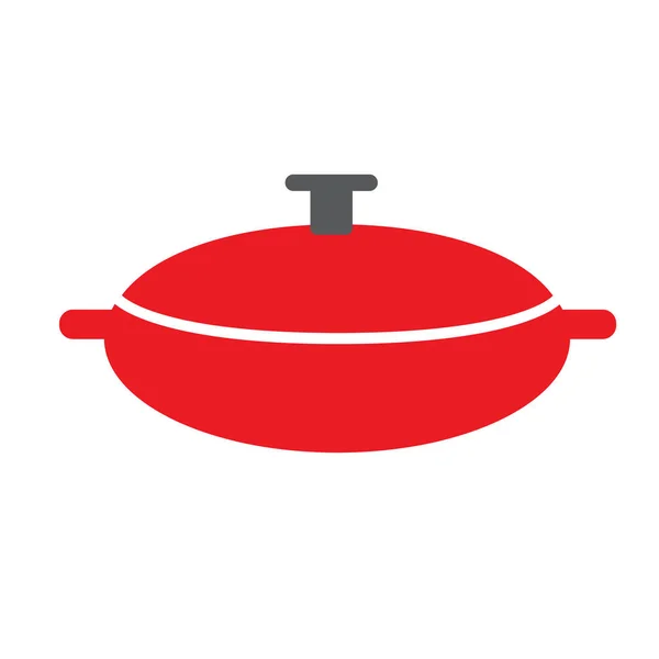 Roter Kochtopf flach einfache Illustration — Stockvektor