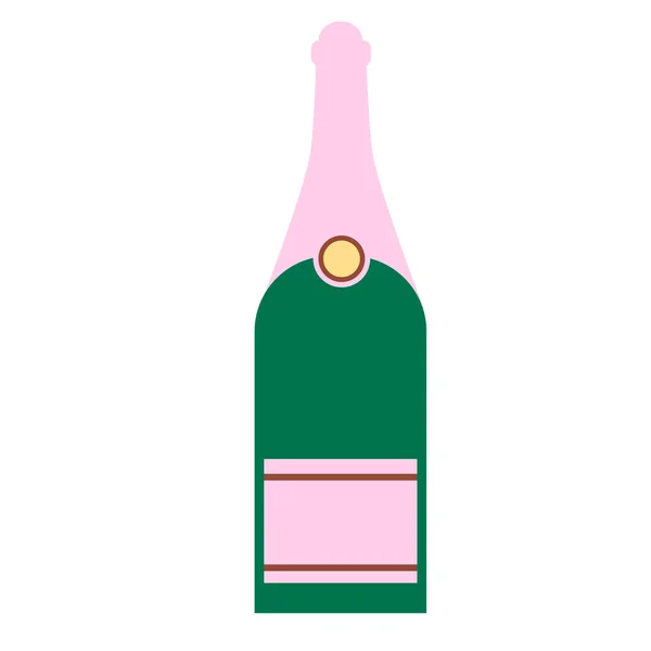 Botella de champán plana ilustración simple — Vector de stock