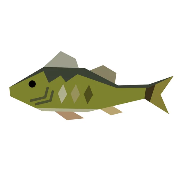 Pescado estilo plano estilo geométrico ilustración — Archivo Imágenes Vectoriales